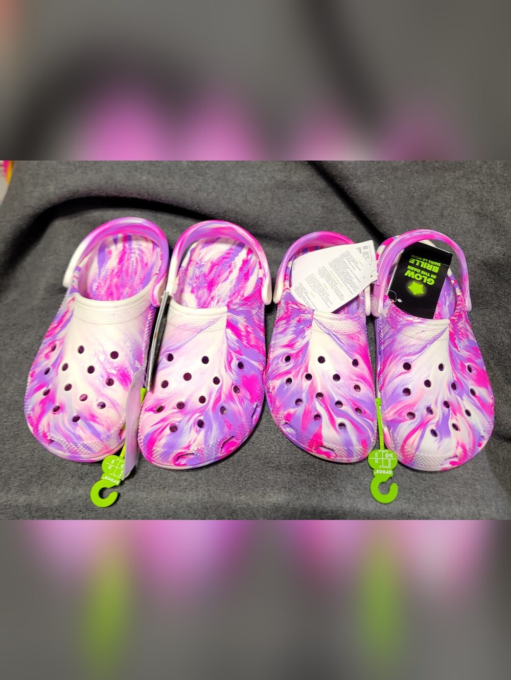Crocs Kids' Classic Glow-In-The-Dark Marbled Clogs